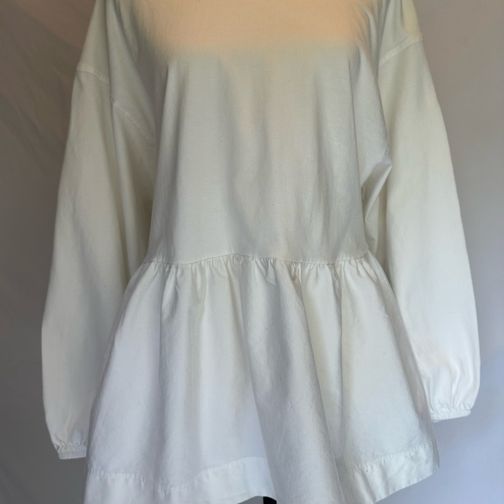 ZARA PEPLUM CREAM SWEATSHIRT-TIE BACK-SIZE LARGE